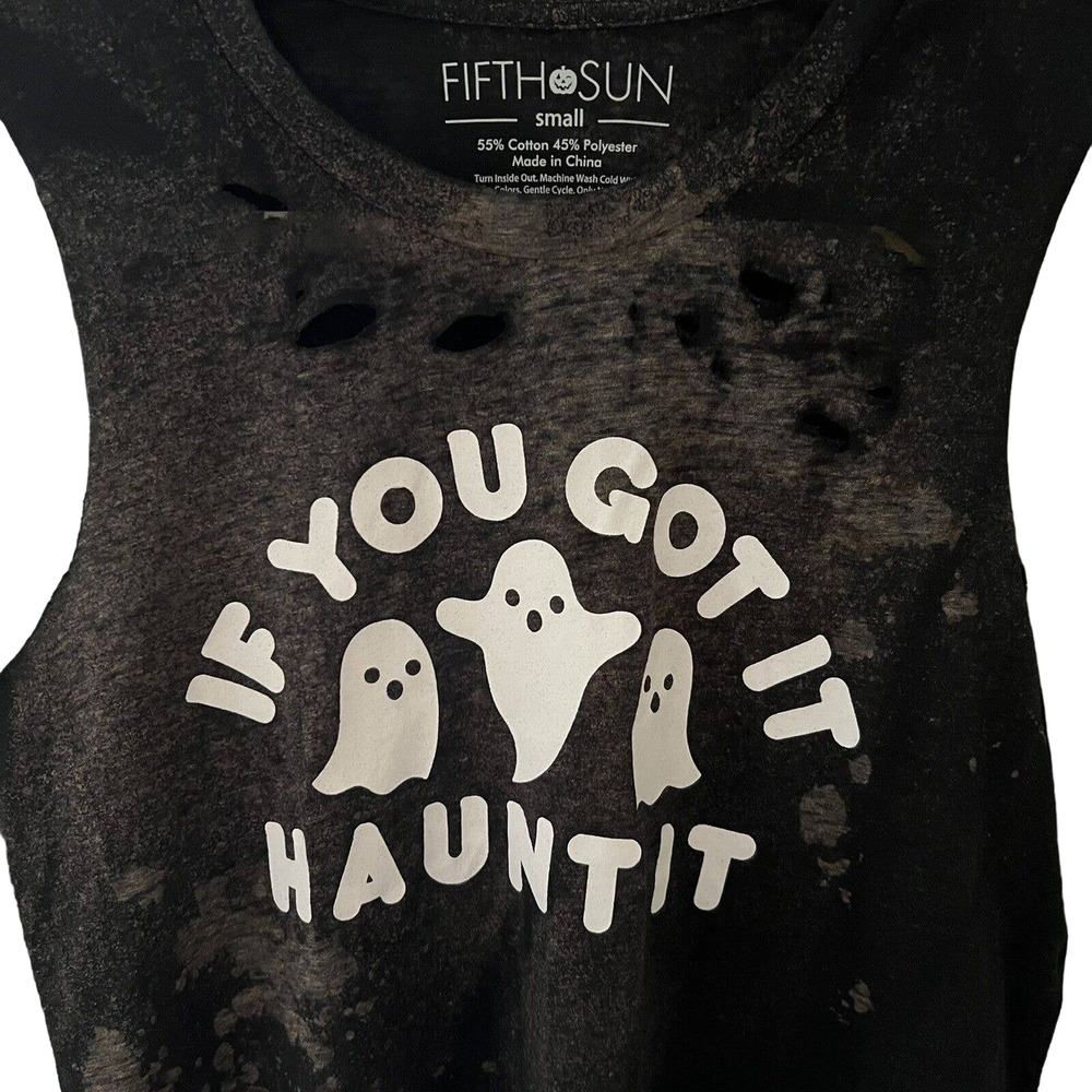🌵 Halloween Ghost “If You Got It” Bleached Distressed Reworked Tank Top - Small - Picture 2 of 6